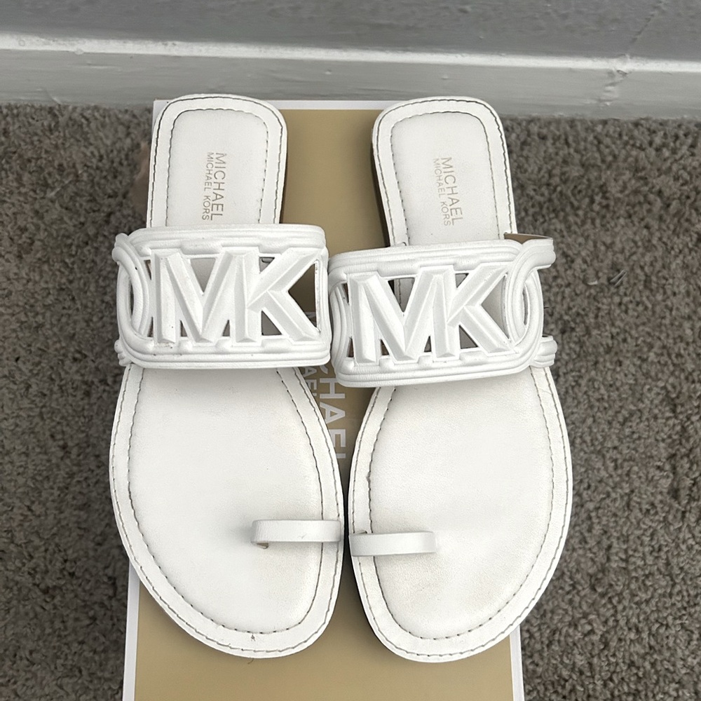 2024 MK white sandals